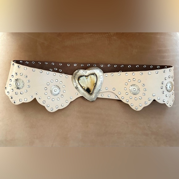 Free People Wildheart Studded Leather Belt Size M/L - Picture 2 of 15
